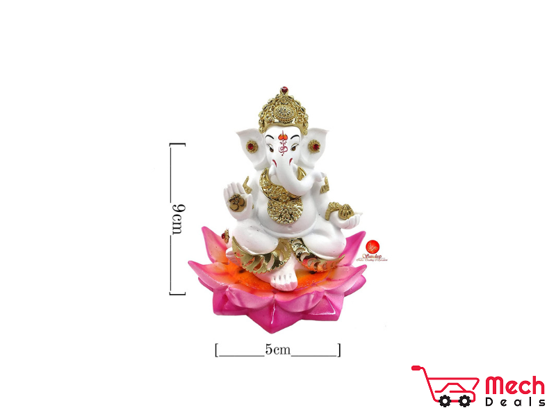 MECHDEALS Stone Lord Ganesha Idol Figurine for Car Dashboard, Desk, Office Table (7 X 8 cm)