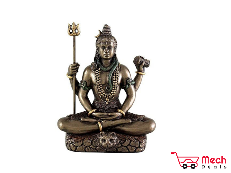 MECHDEALS Cold Cast Bronze Idol of Lord Shiva Shiv ji
