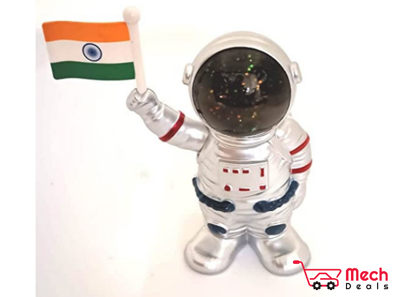 Car Dashboard Solar Space Astronaut Robot Figures With Raising Indian Flag Vande Mataram