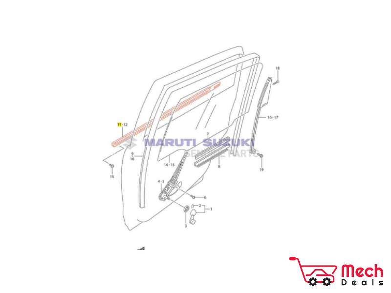 Weatherstrip Rear Door Out R